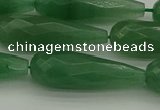 CAJ708 15.5 inches 10*30mm faceted teardrop green aventurine beads