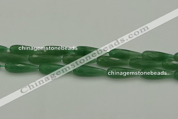CAJ708 15.5 inches 10*30mm faceted teardrop green aventurine beads