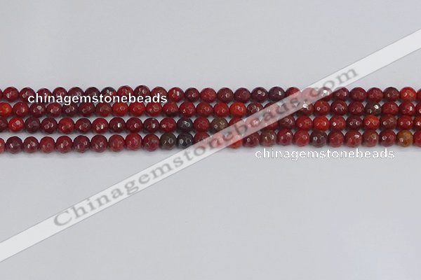 CAJ758 15.5 inches 4mm faceted round apple jasper beads