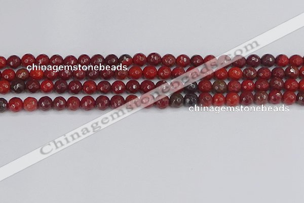 CAJ759 15.5 inches 6mm faceted round apple jasper beads