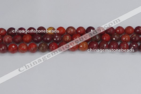 CAJ761 15.5 inches 10mm faceted round apple jasper beads