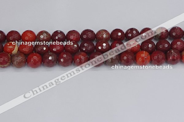 CAJ762 15.5 inches 12mm faceted round apple jasper beads