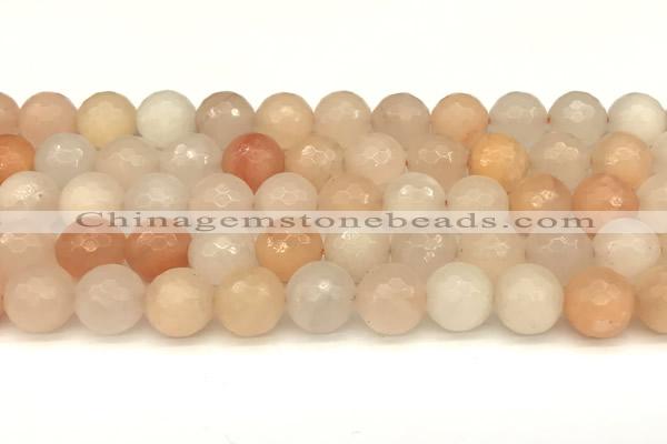 CAJ823 15 inches 12mm faceted round pink aventurine beads