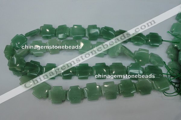 CAJ88 15.5 inches 20*20mm cross green aventurine beads wholesale