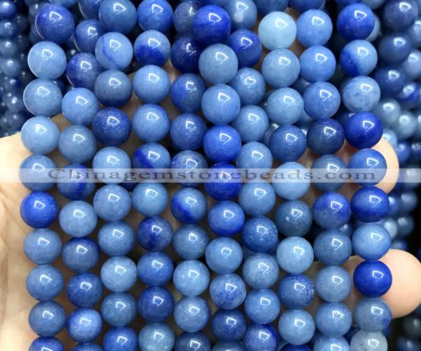 CAJ888 15 inches 8mm round blue aventurine jade beads wholesale