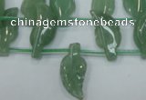 CAJ89 Top-drilled 10*20mm carved leaf green aventurine beads wholesale