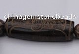 CAL04 14.5 inches 25*60mm carved drum agalmatolite beads