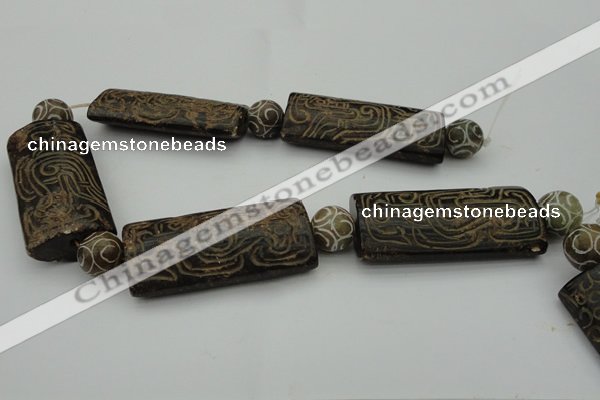 CAL11 14.5 inches 28*60mm carved rectangle agalmatolite beads