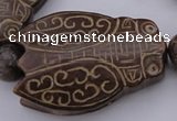 CAL26 14.5 inches 40*60mm carved cicada agalmatolite beads