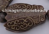 CAL26 14.5 inches 40*60mm carved cicada agalmatolite beads