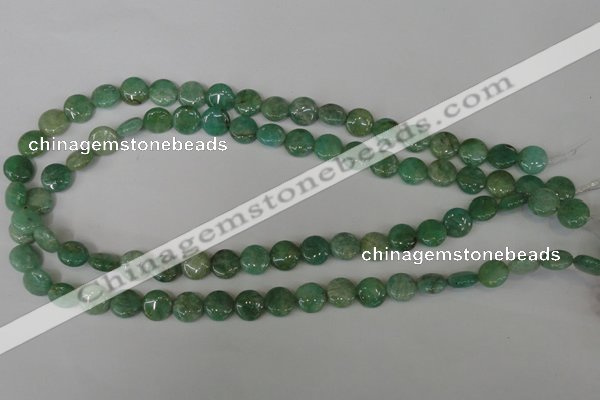CAM1015 15.5 inches 10mm flat round natural Russian amazonite beads