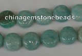 CAM1017 15.5 inches 12mm flat round natural Russian amazonite beads