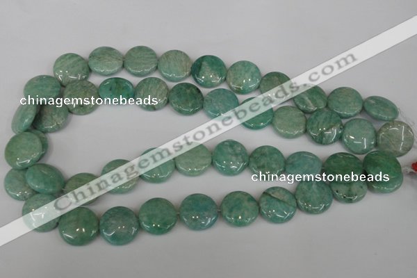 CAM1019 15.5 inches 18mm flat round natural Russian amazonite beads