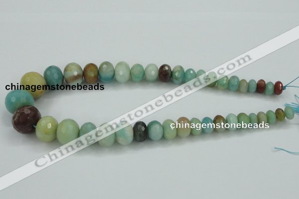 CAM107 15.5 inches multi-size faceted rondelle amazonite gemstone beads