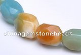 CAM11 faceted pebble 7*12mm natural amazonite beads Wholesale