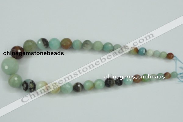 CAM110 15.5 inches multi-size faceted round amazonite gemstone beads