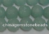 CAM1122 15.5 inches 8mm carved round amazonite beads wholesale