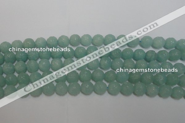 CAM1122 15.5 inches 8mm carved round amazonite beads wholesale