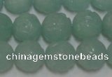 CAM1123 15.5 inches 10mm carved round amazonite beads wholesale