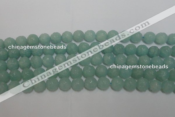 CAM1123 15.5 inches 10mm carved round amazonite beads wholesale