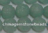 CAM1125 15.5 inches 14mm carved round amazonite beads wholesale