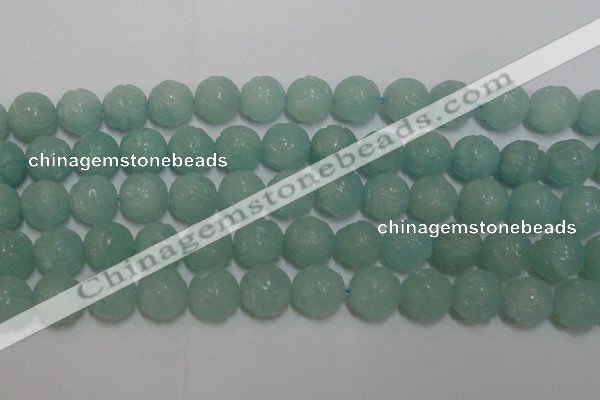 CAM1126 15.5 inches 16mm carved round amazonite beads wholesale