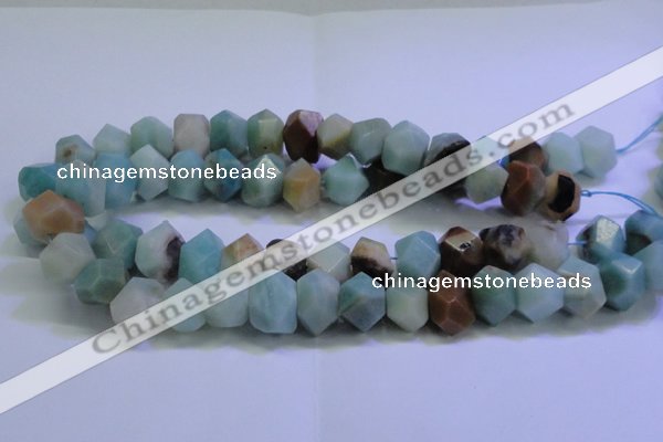 CAM1138 12*16mm - 13*18mm faceted nuggets amazonite gemstone beads