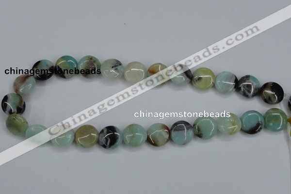 CAM122 15.5 inches 16mm flat round amazonite gemstone beads