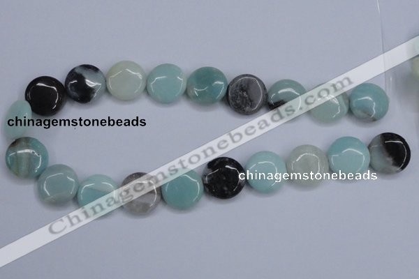 CAM123 15.5 inches 20mm flat round amazonite gemstone beads