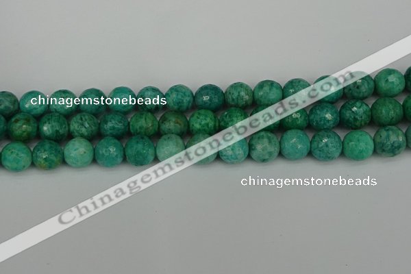 CAM1404 15.5 inches 12mm faceted round Russian amazonite beads