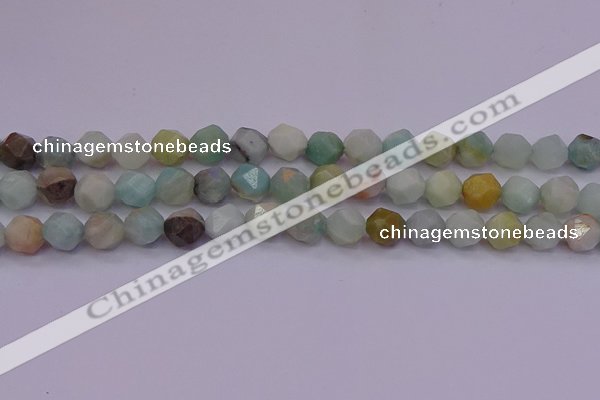 CAM1413 15.5 inches 10mm faceted nuggets amazonite gemstone beads