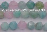 CAM1441 15.5 inches 6mm faceted nuggets amazonite & rose quartz beads