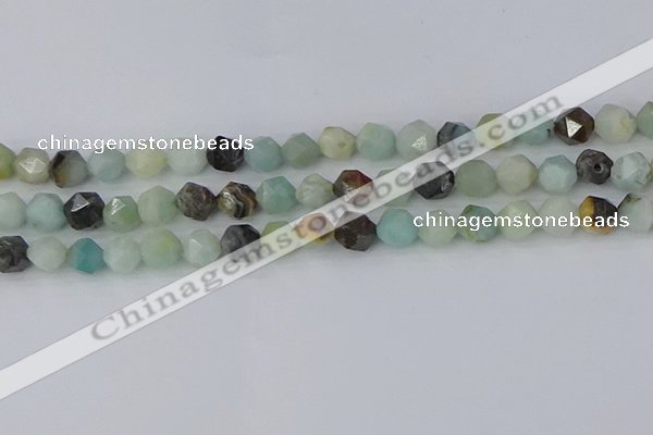 CAM1467 15.5 inches 8mm faceted nuggets black amazonite beads