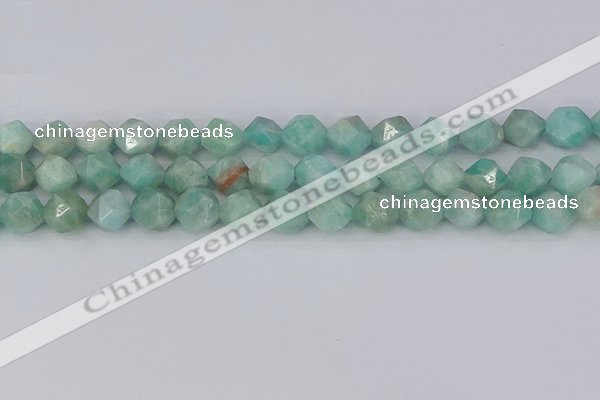 CAM1474 15.5 inches 10mm faceted nuggets Brazilian amazonite beads