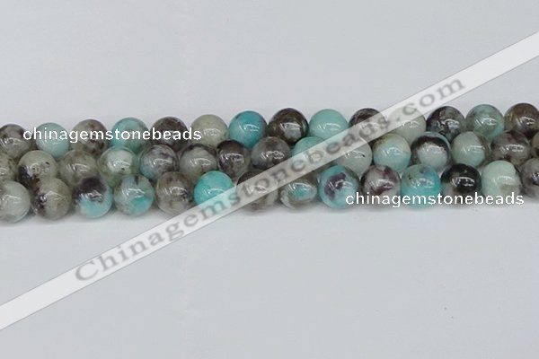 CAM1484 15.5 inches 12mm round Madagascar black amazonite beads