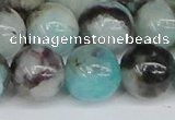 CAM1485 15.5 inches 14mm round Madagascar black amazonite beads