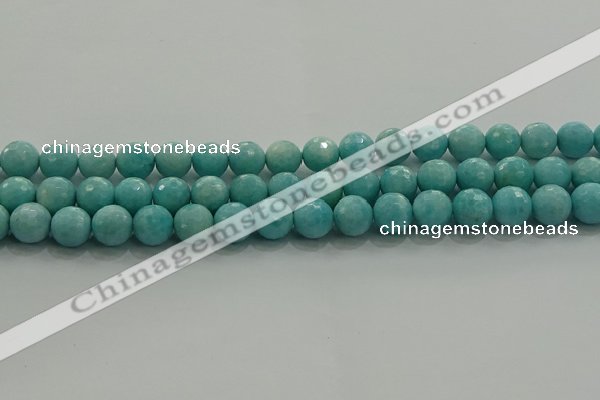 CAM1523 15.5 inches 10mm faceted round natural peru amazonite beads