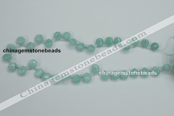 CAM153 9*11mm top-drilled flat teardrop amazonite gemstone beads
