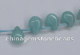 CAM154 8*12mm top-drilled flat teardrop amazonite gemstone beads