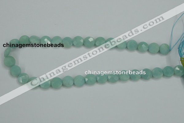 CAM155 15.5 inches 12mm faceted coin amazonite gemstone beads