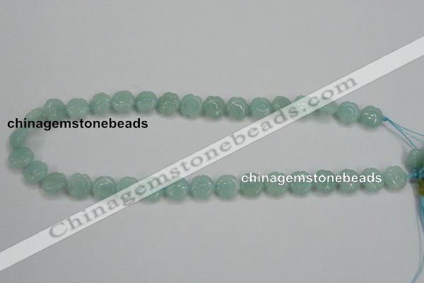 CAM159 15.5 inches 12mm carved flower amazonite gemstone beads