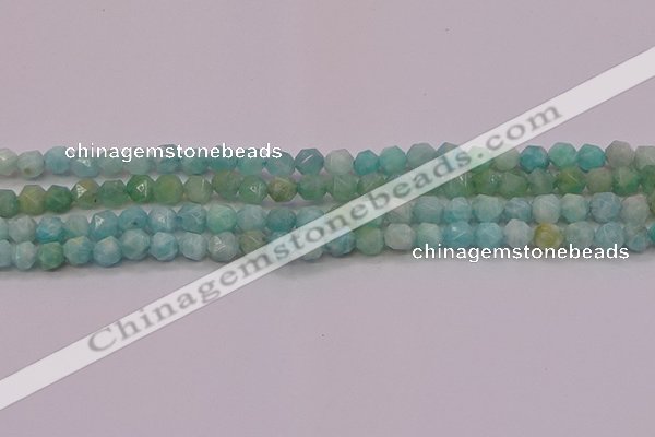 CAM1621 15.5 inches 6mm faceted nuggets amazonite gemstone beads