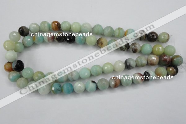 CAM164 15.5 inches 12mm faceted round amazonite gemstone beads