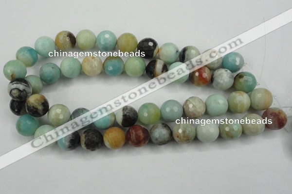 CAM166 15.5 inches 16mm faceted round amazonite gemstone beads