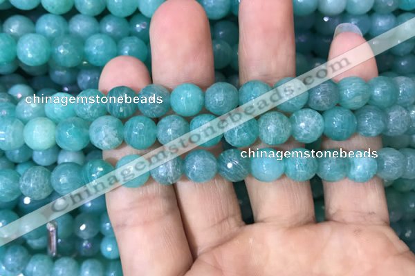 CAM1663 15.5 inches 10mm faceted round Russian amazonite beads