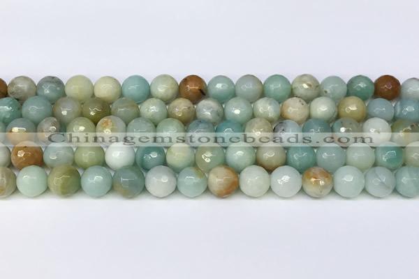 CAM1747 15.5 inches 10mm faceted round amazonite beads wholesale