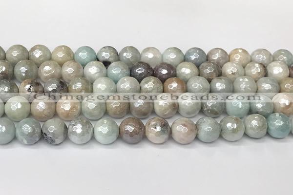 CAM1752 15 inches 10mm faceted round AB-color amazonite beads