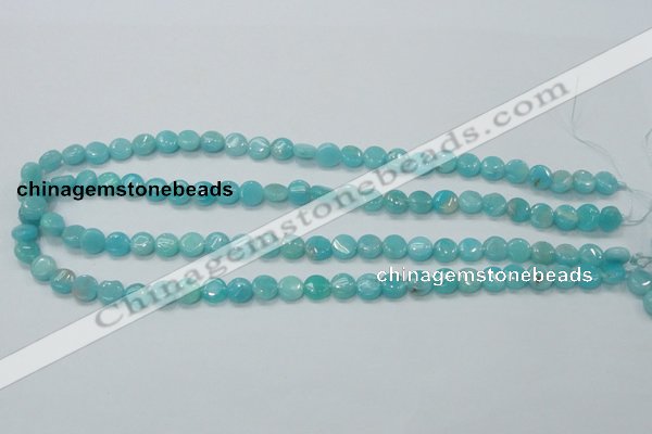 CAM300 15.5 inches 8mm flat round natural peru amazonite beads