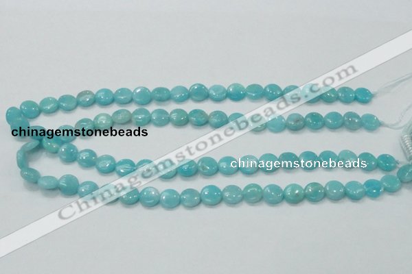 CAM301 15.5 inches 10mm flat round natural peru amazonite beads