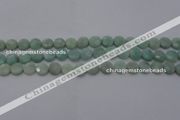 CAM363 15.5 inches 10mm faceted coin amazonite gemstone beads